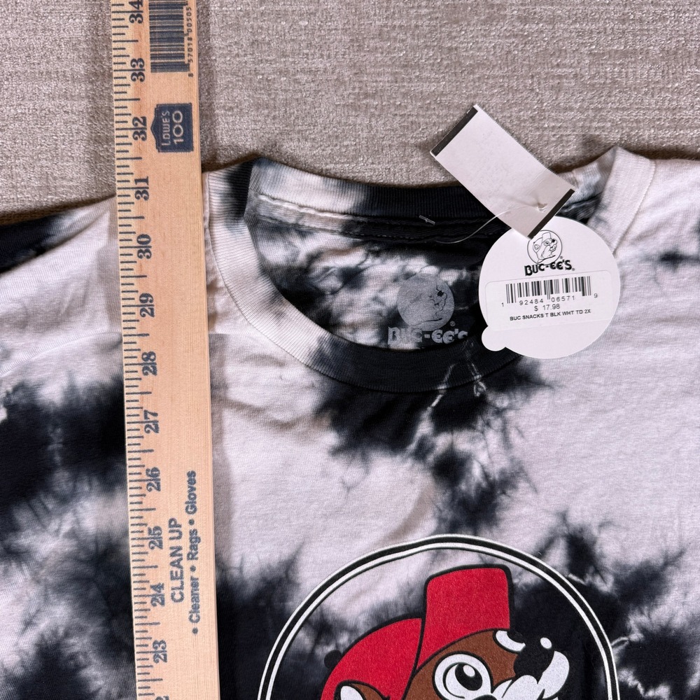 NEW Buc-ee's T-shirt Unisex 2XL Black White Tie Dye Snacks Graphic Tee - Picture 4 of 6